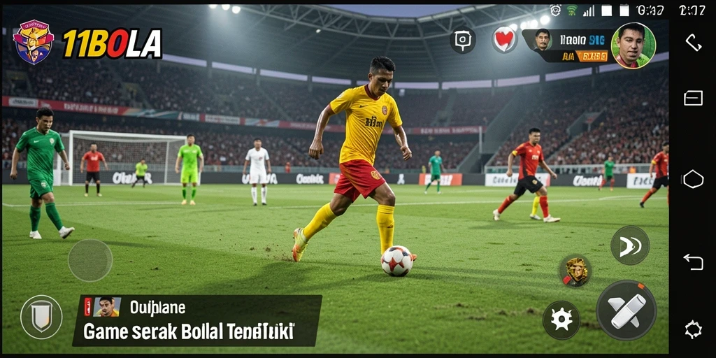 Tampilan menarik dari gameplay 11BOLA yang menunjukkan aksi sepak bola seru.
