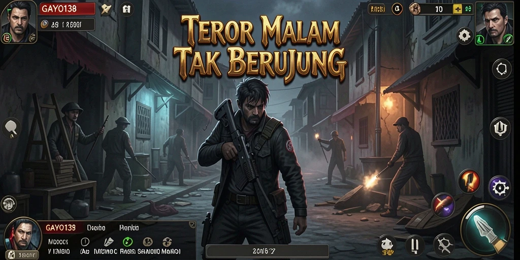 Tampilan gameplay menegangkan GAYO138 di suasana gelap.