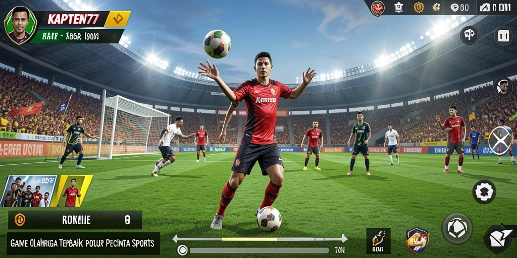 Screenshot gameplay KAPTEN77 menampilkan aksi seru pertandingan olahraga.