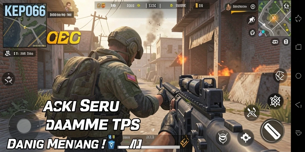 Tampilan aksi seru dalam gameplay <strong>KEPO66</strong> dengan pertempuran TPS yang mendebarkan.