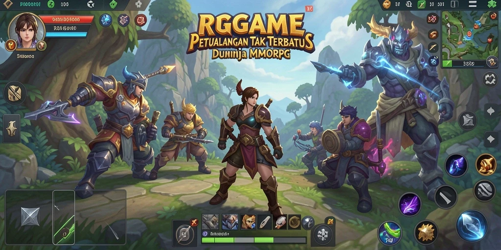 Screenshot utama RPGAME menampilkan aksi pertarungan dalam dunia MMORPG.