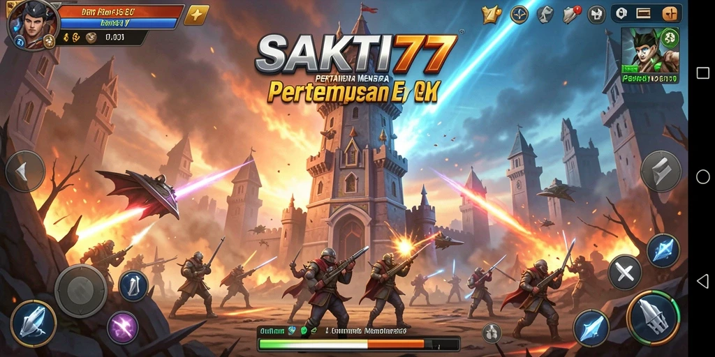 Tampilan gameplay SAKTI77 saat melindungi menara dari serangan musuh.