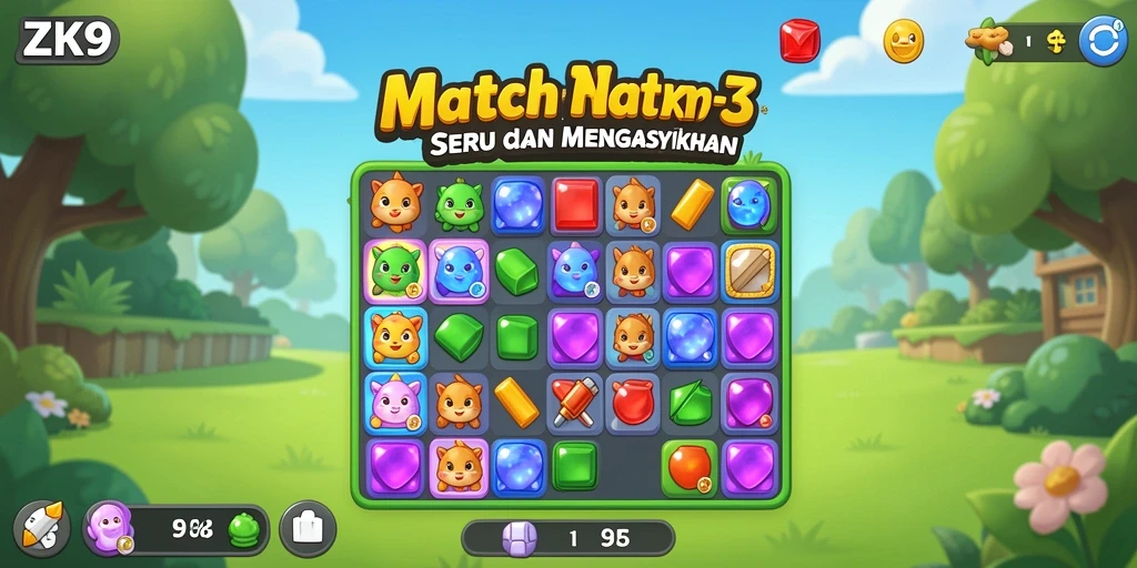 Gameplay menarik dalam ZK9 dengan berbagai tantangan Match-3.